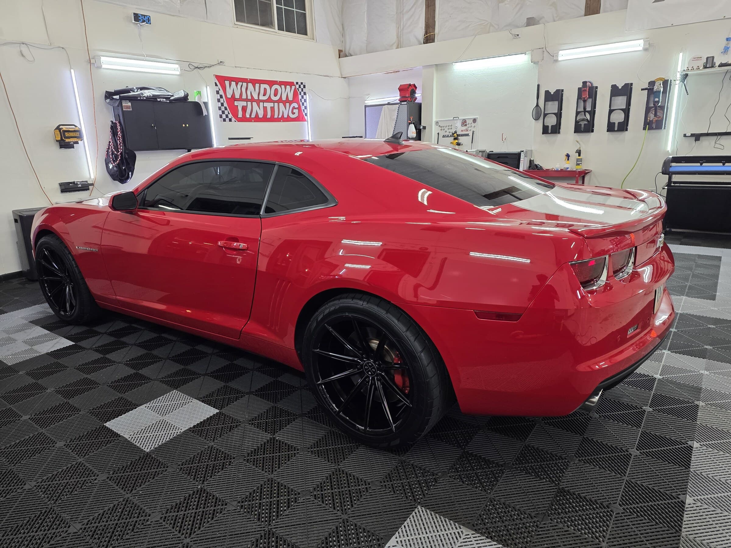 A glossy red Chevrolet Camaro with a protected finish in the Westminster, MD bay
